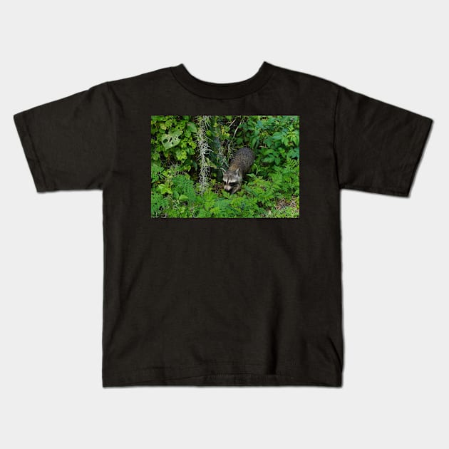 Racoon in Forest Kids T-Shirt by Sparkleweather